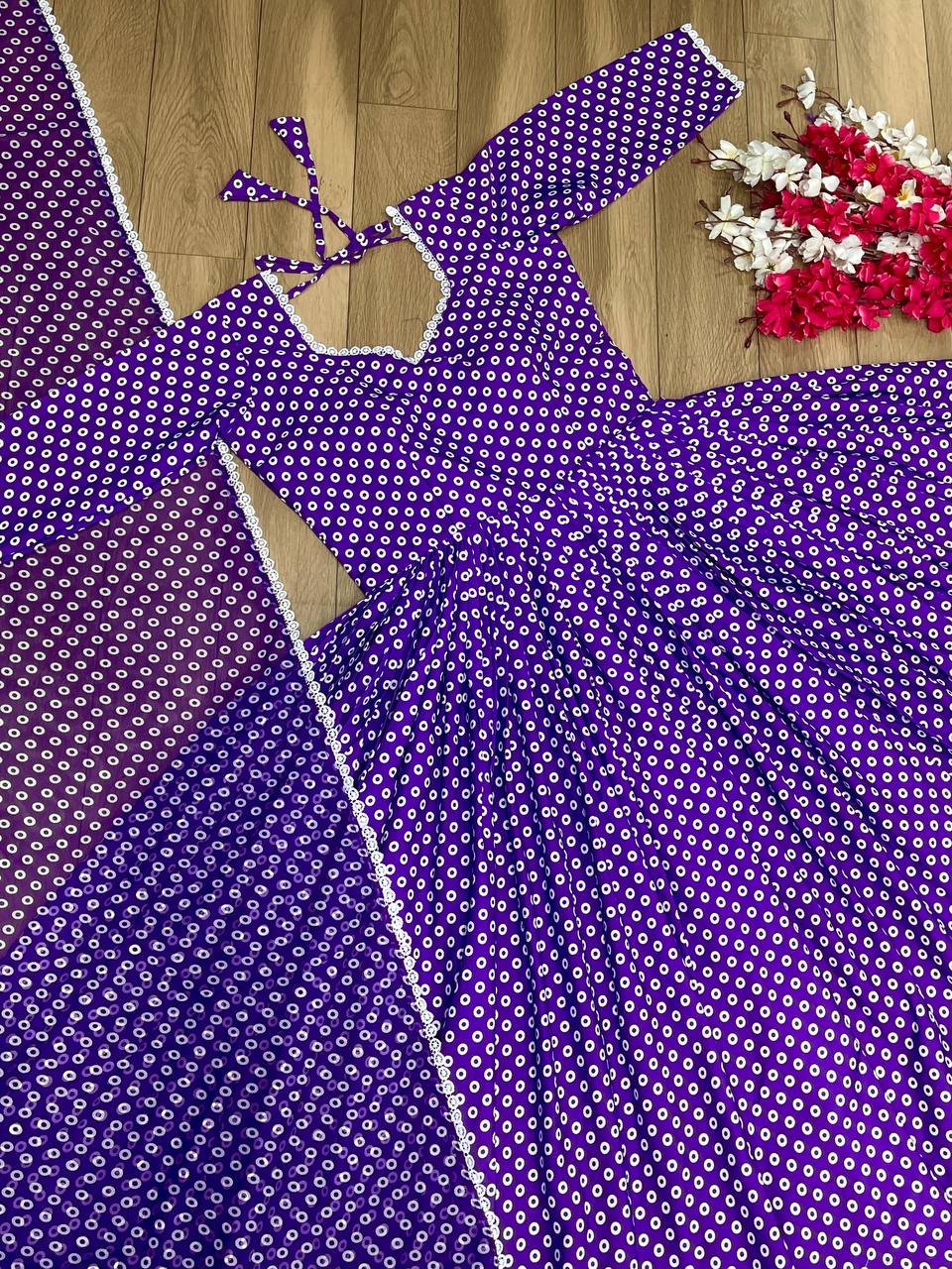 Elegant Printed Purple Gown with Fox Georgette Dupatta