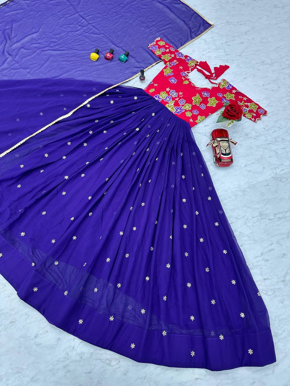 Embroidered Fox Georgette Gown with Dupatta