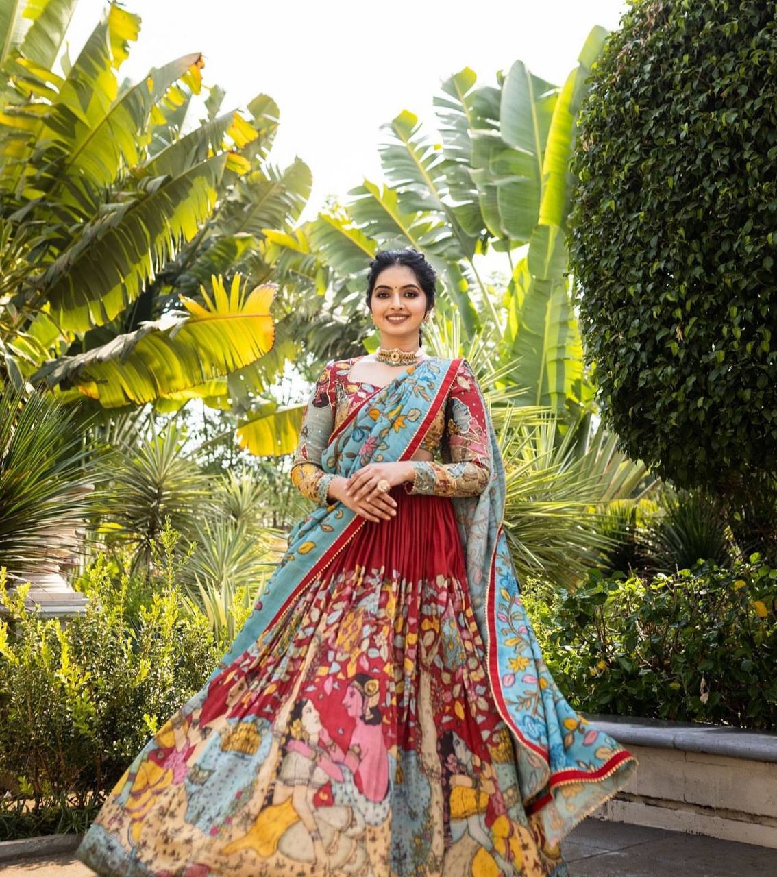 Kalamkari Print Lehenga Choli Set