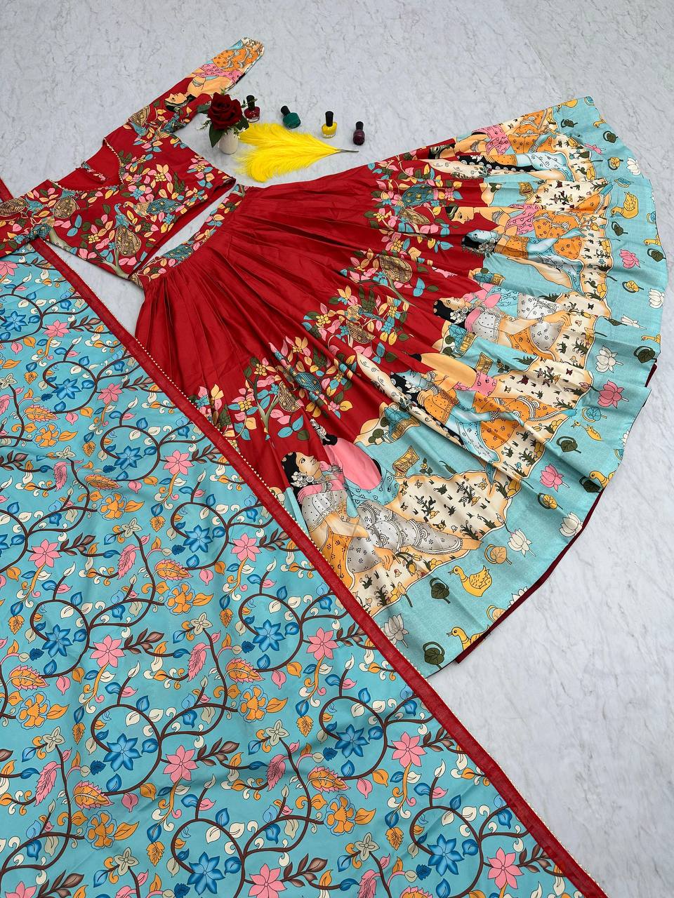 Kalamkari Print Lehenga Choli Set