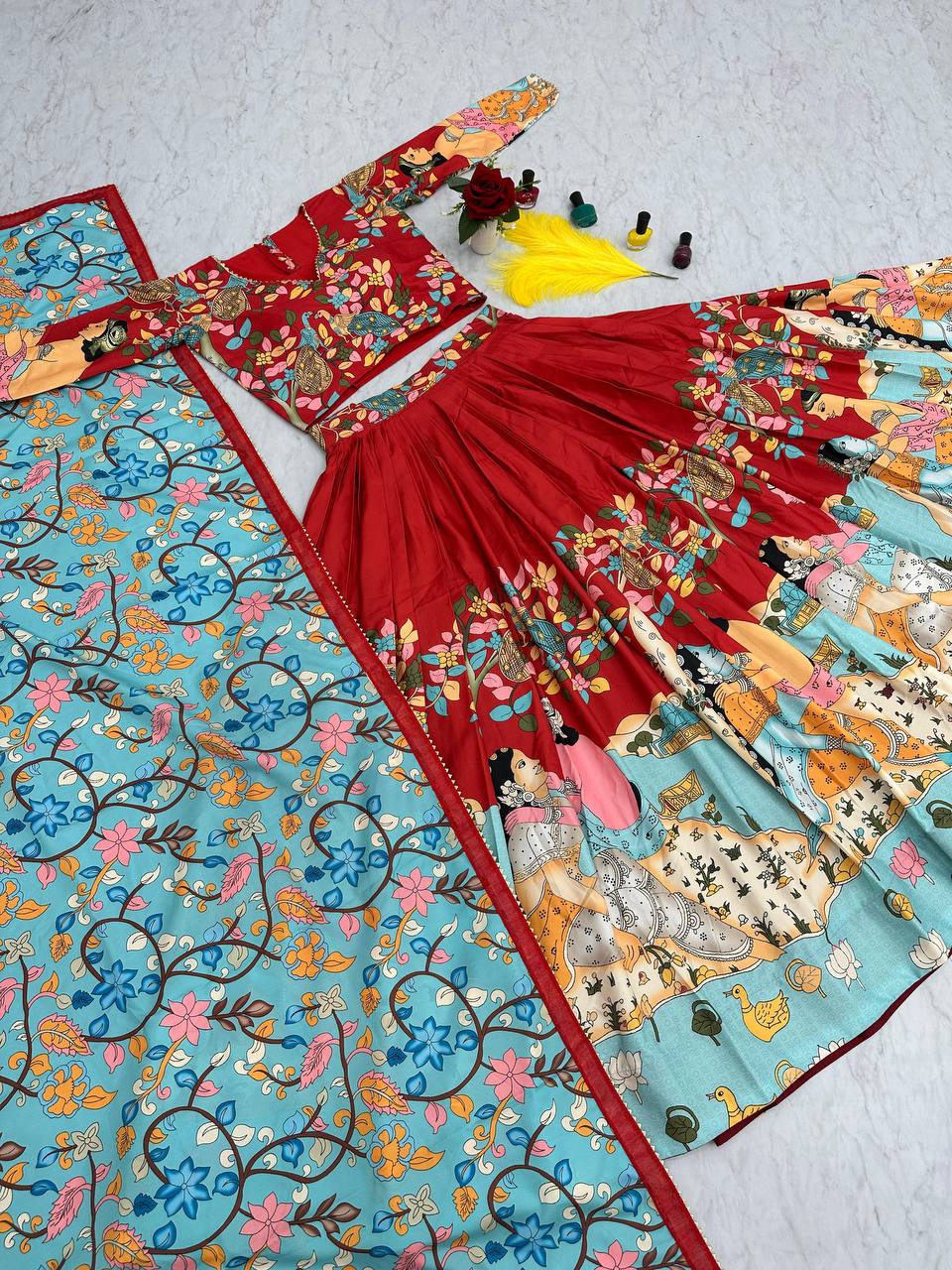 Kalamkari Print Lehenga Choli Set