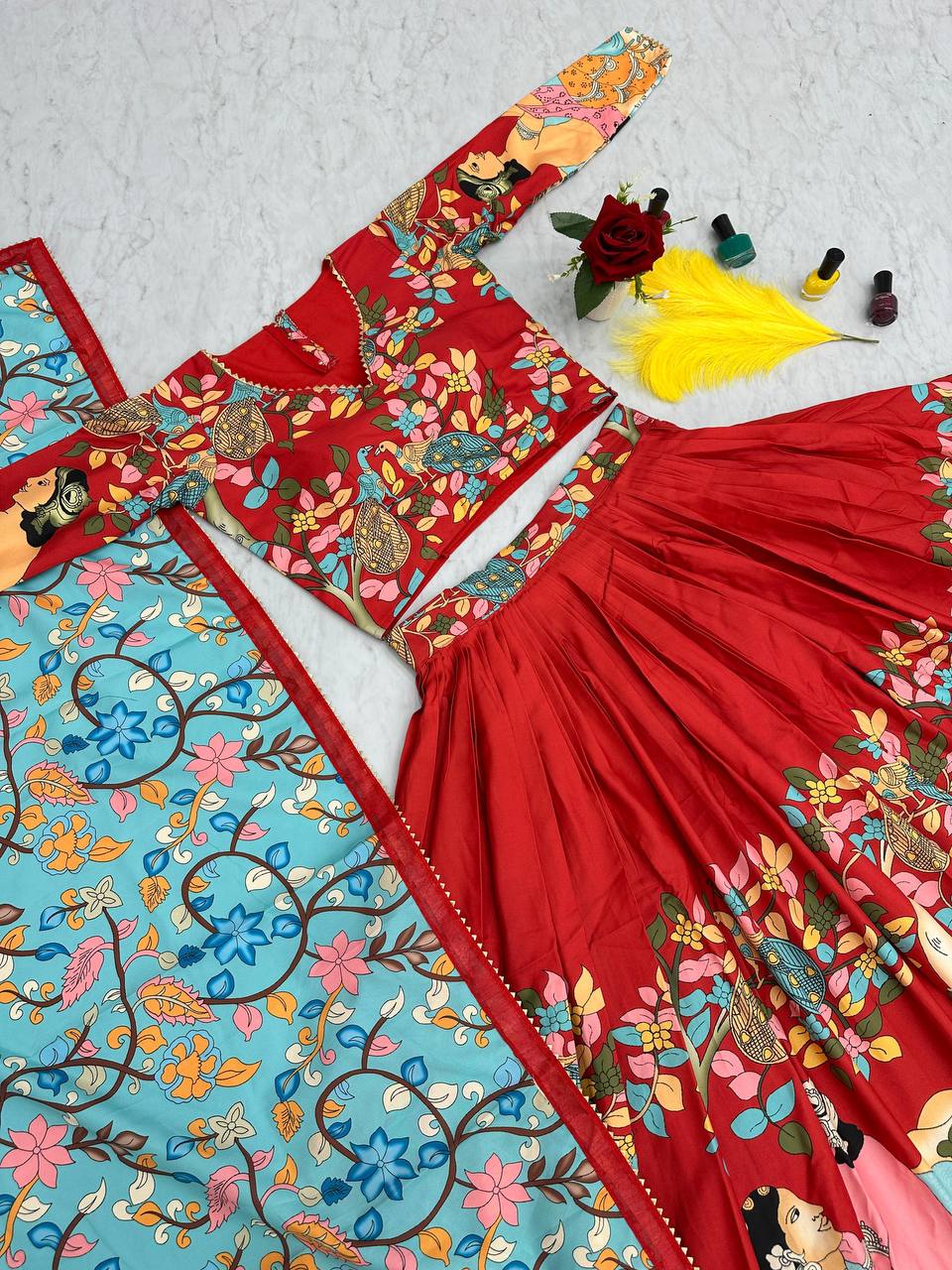 Kalamkari Print Lehenga Choli Set