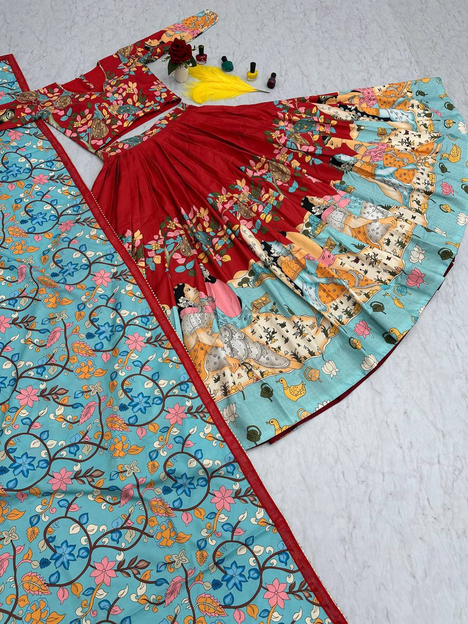 Kalamkari Print Lehenga Choli Set