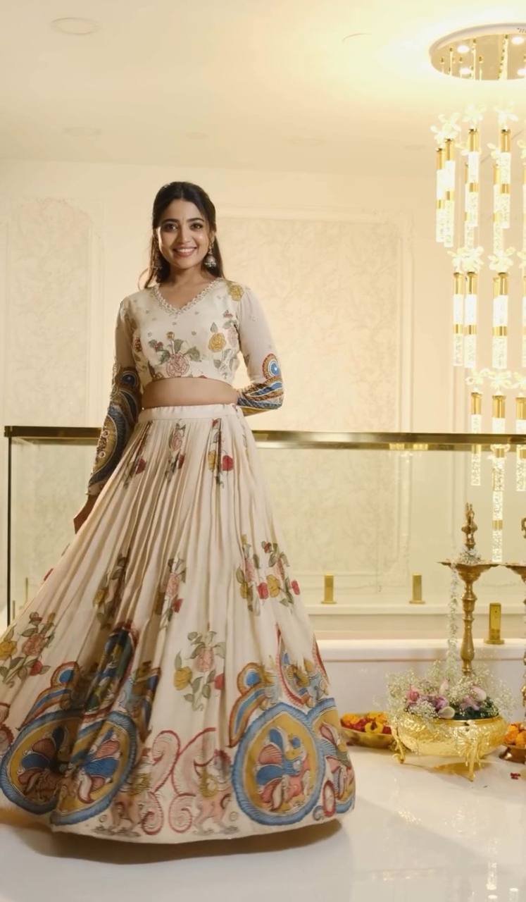 Kalamkari Off White Lehenga Choli Set