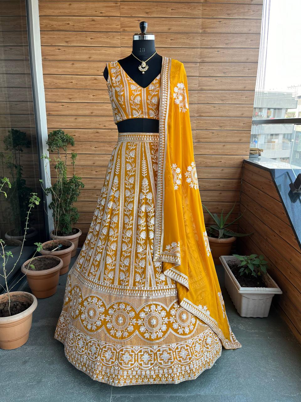 Semi-Stitched Mustard Yellow Lehenga Choli with Dupatta