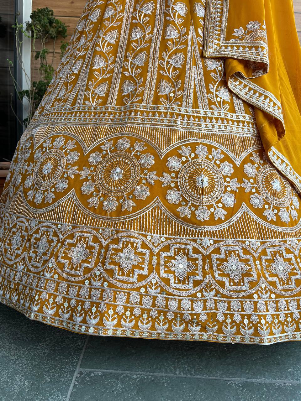 Semi-Stitched Mustard Yellow Lehenga Choli with Dupatta