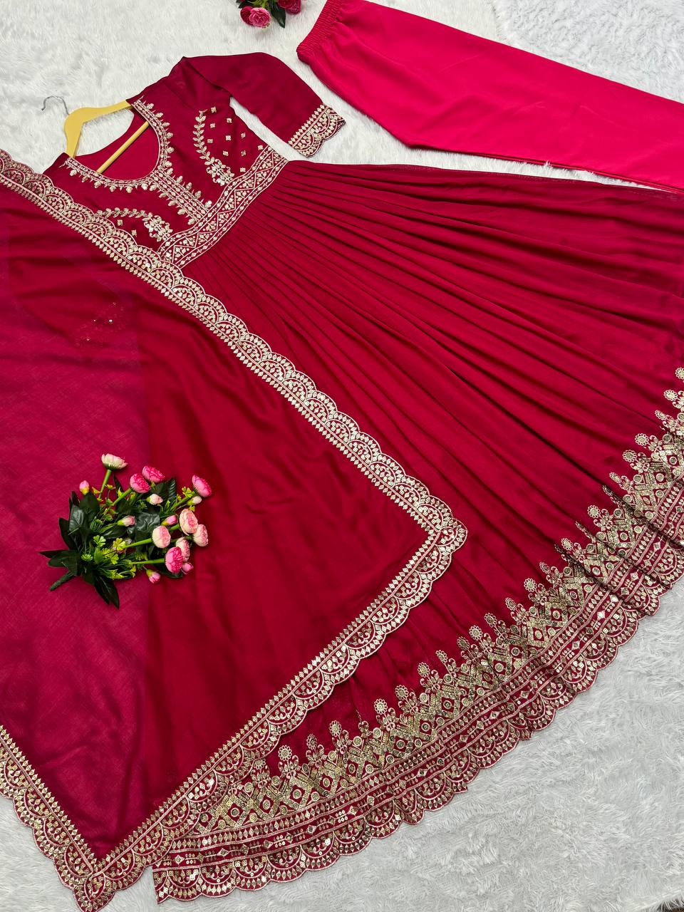 Elegant Designer Party Wear Embroidered Gown with Dupatta