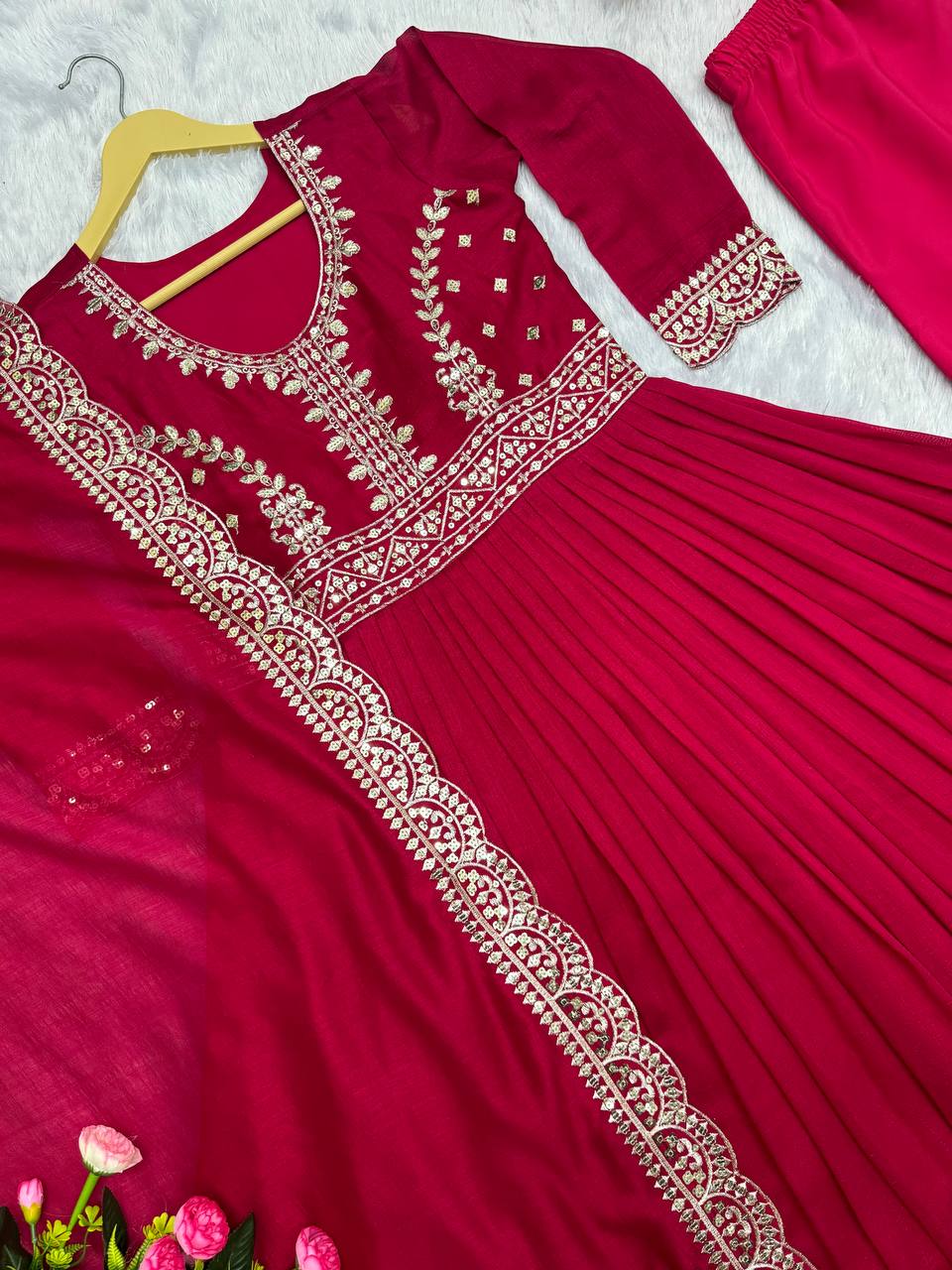 Elegant Designer Party Wear Embroidered Gown with Dupatta