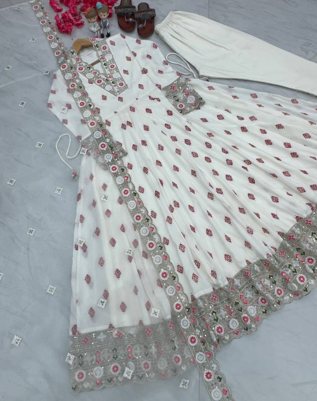 Premium Designer Ready-Made Fancy Anarkali Gown with Dupatta & Pant