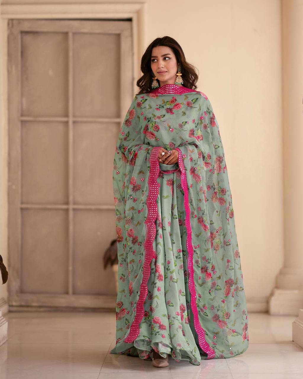 Premium Readymade Floral Printed Gown Suit Set