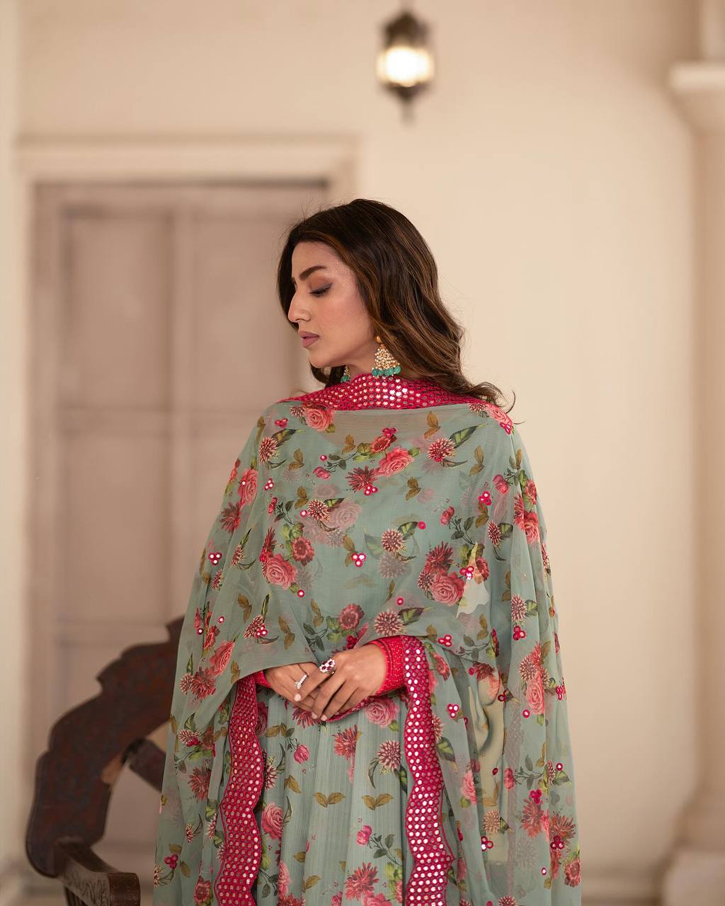 Premium Readymade Floral Printed Gown Suit Set