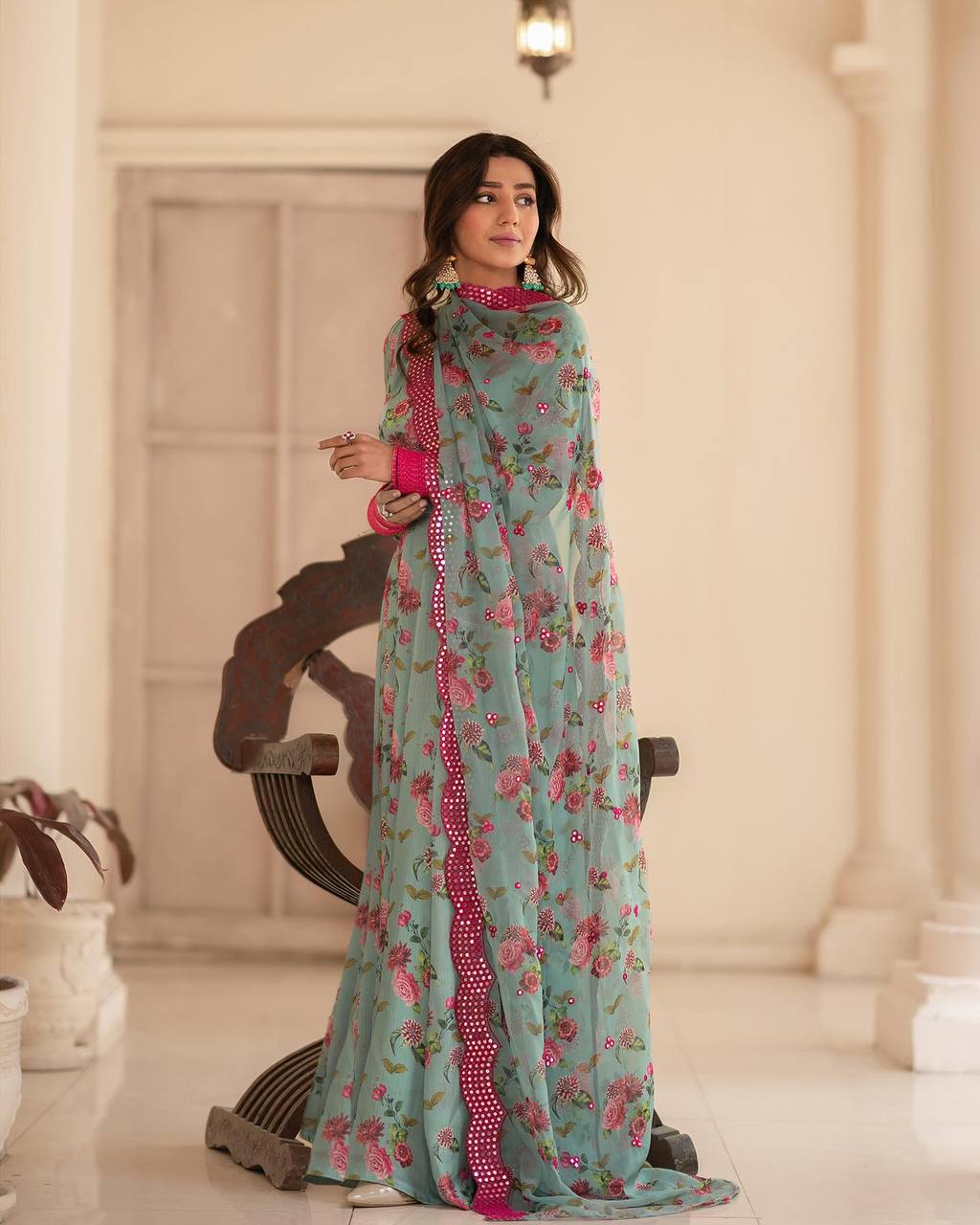 Premium Readymade Floral Printed Gown Suit Set