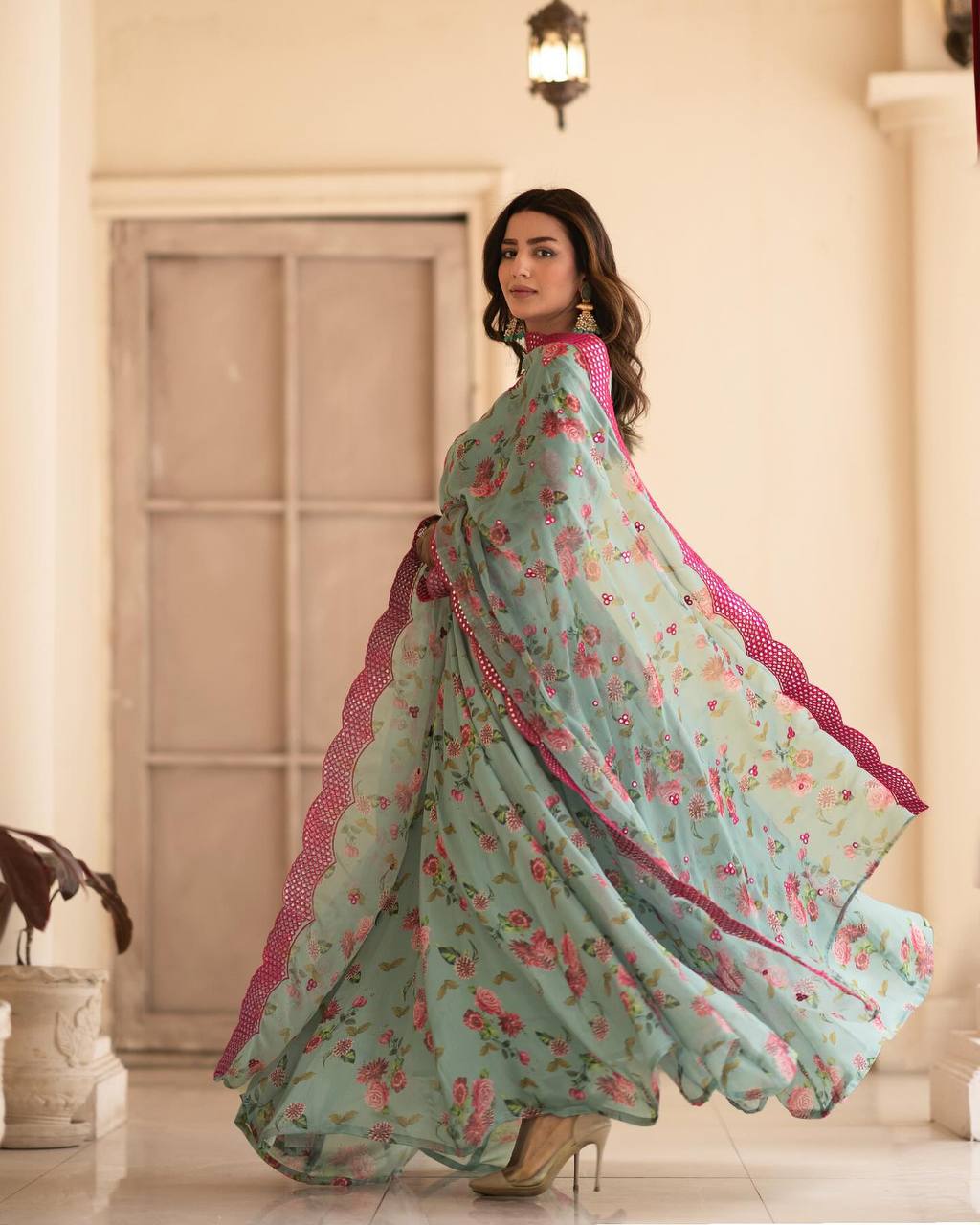 Premium Readymade Floral Printed Gown Suit Set