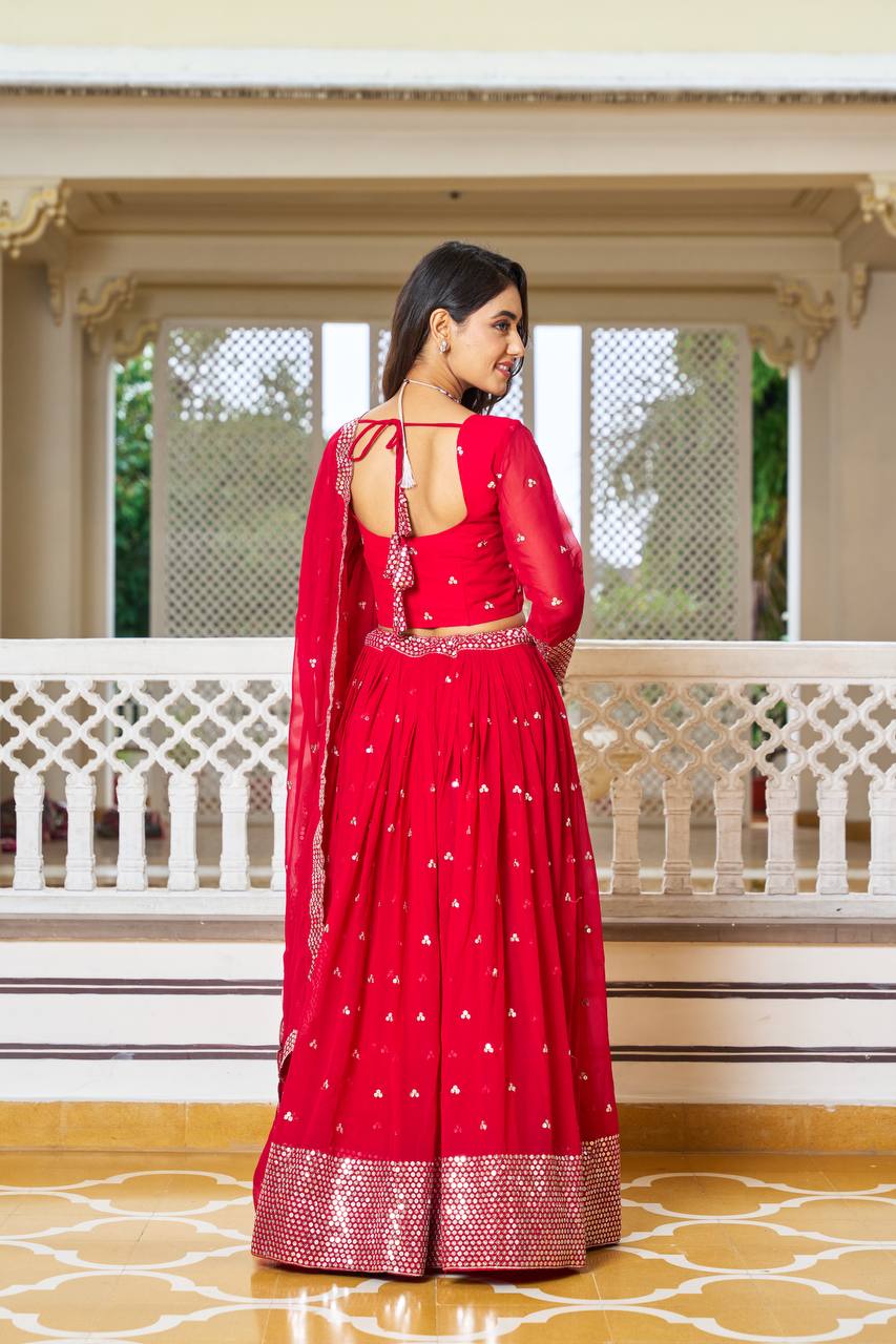 Women's Beautiful Sequence Work Fox Georgette Lehenga Choli Set