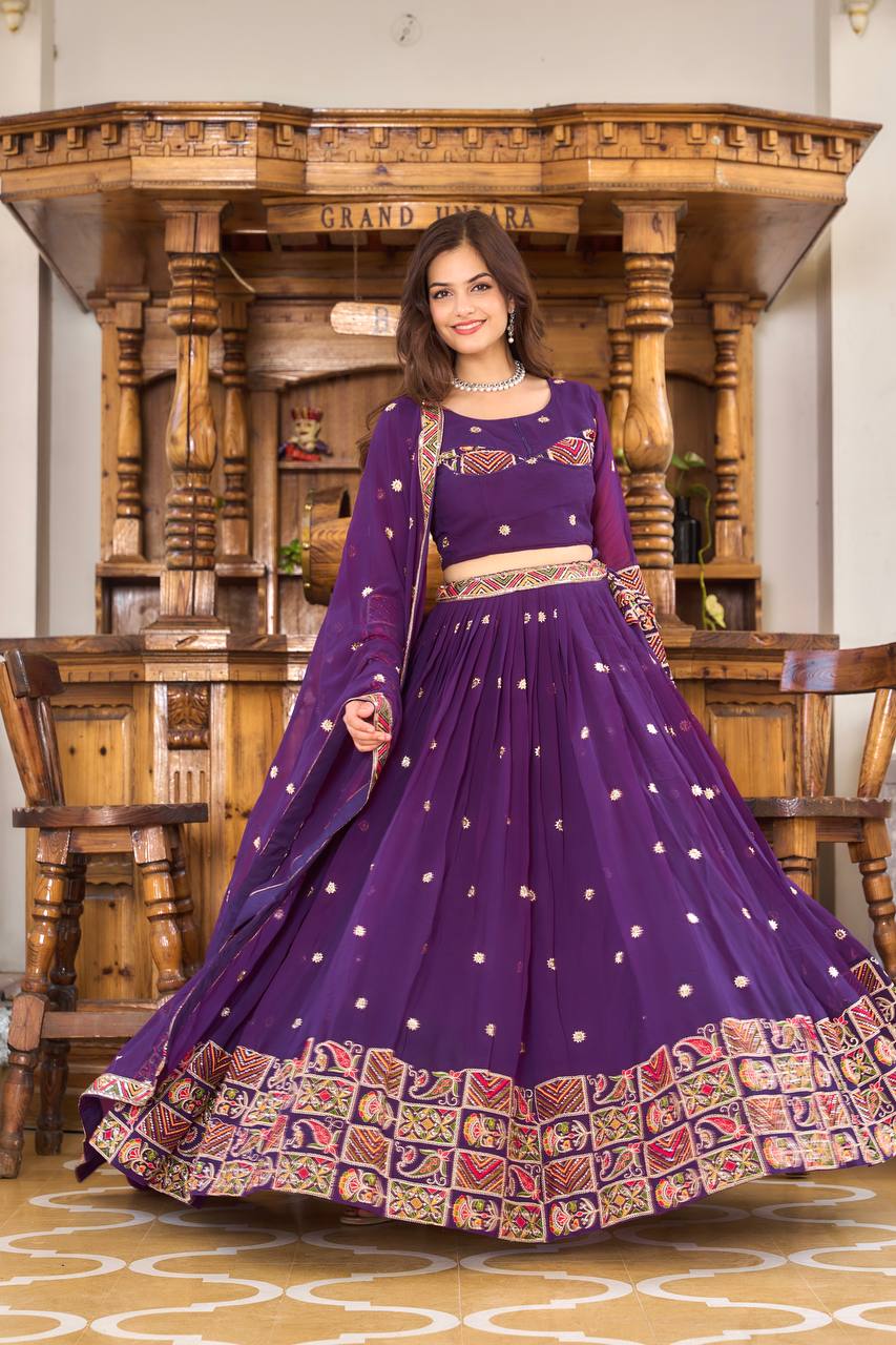 Heavy Sequence and Thread Embroidery Work Lehenga Choli With Dupatta