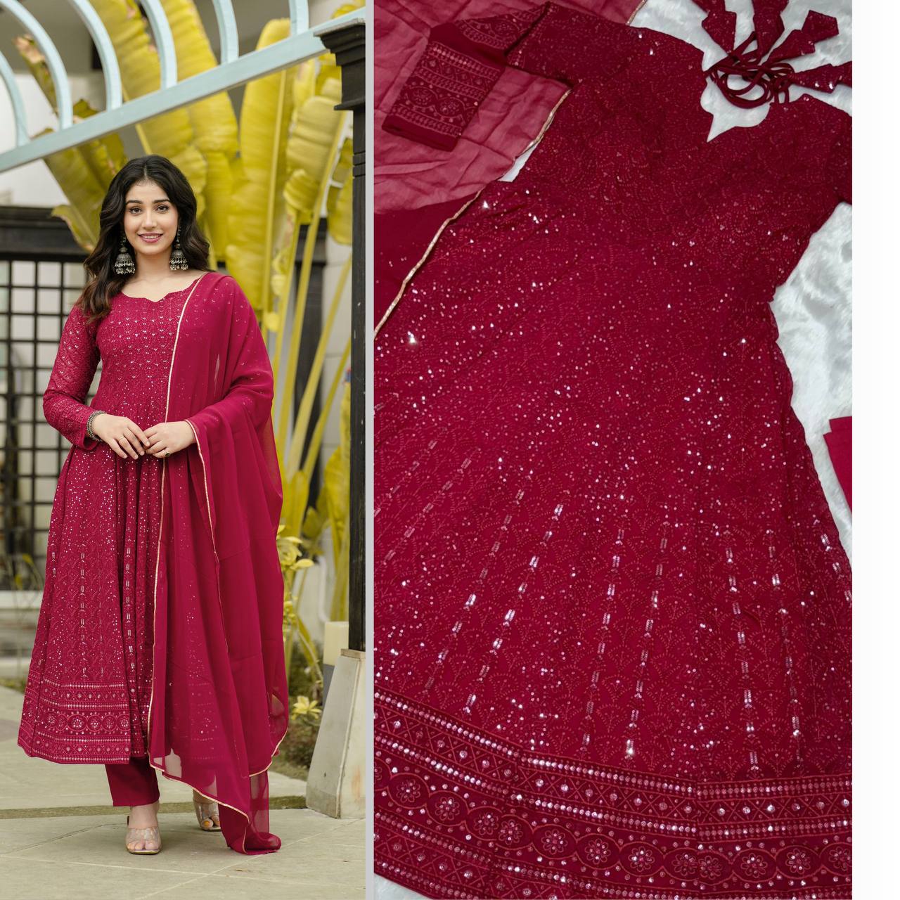 Premium Readymade Kali-Cut Anarkali Gown Suit Set