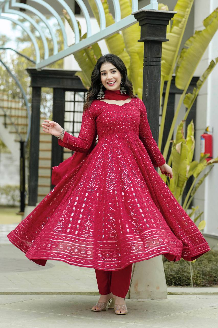 Premium Readymade Kali-Cut Anarkali Gown Suit Set