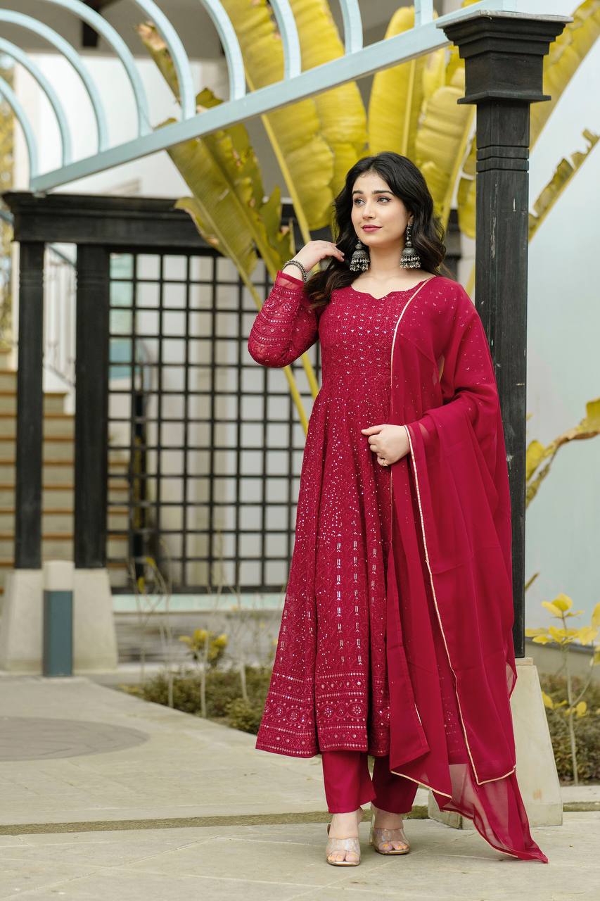 Premium Readymade Kali-Cut Anarkali Gown Suit Set