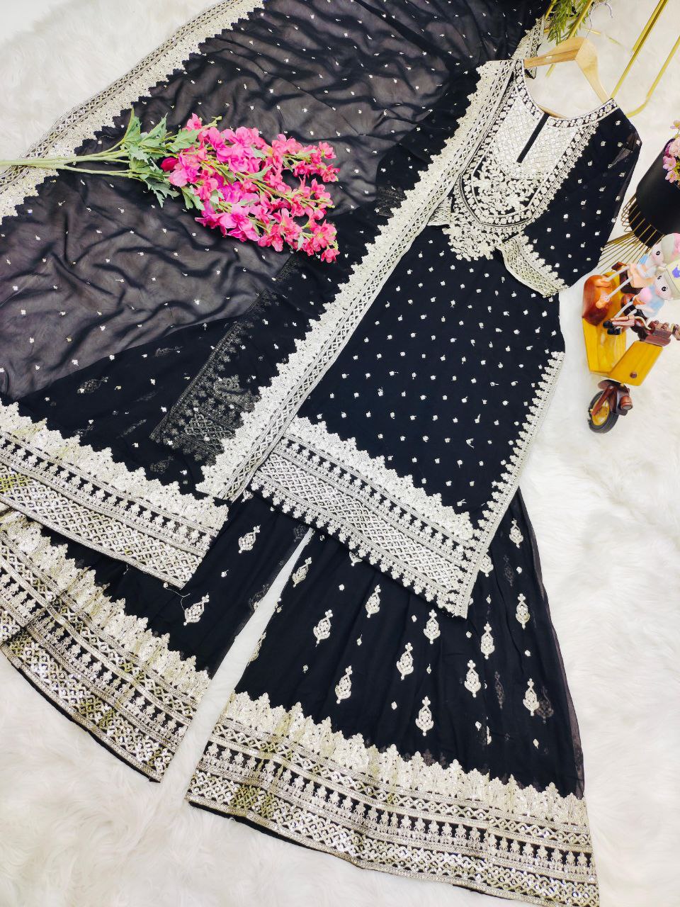 Designer Party Wear Sharara Suit Set