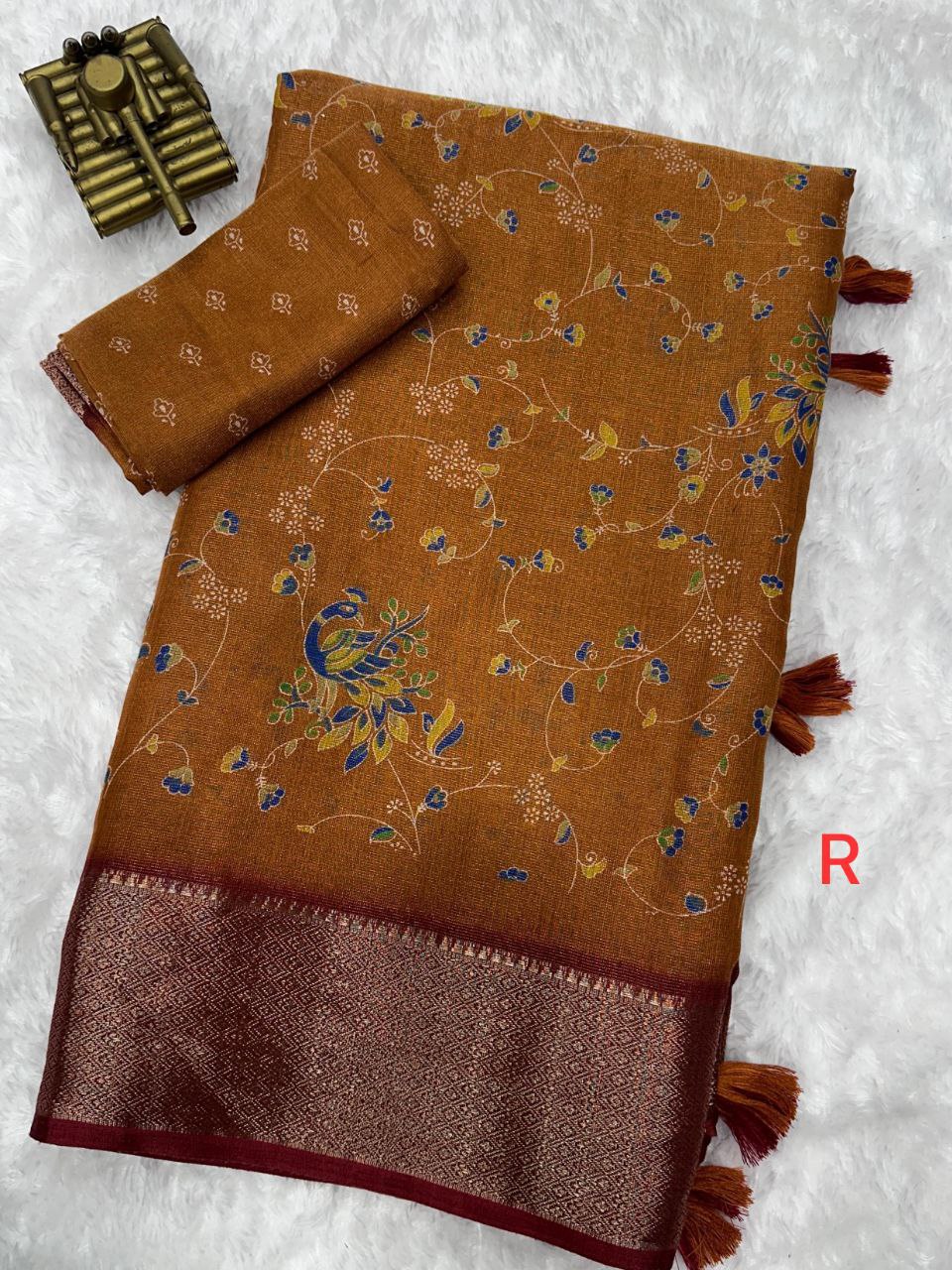 Designer Padding Printed Saree with Zari Weaving