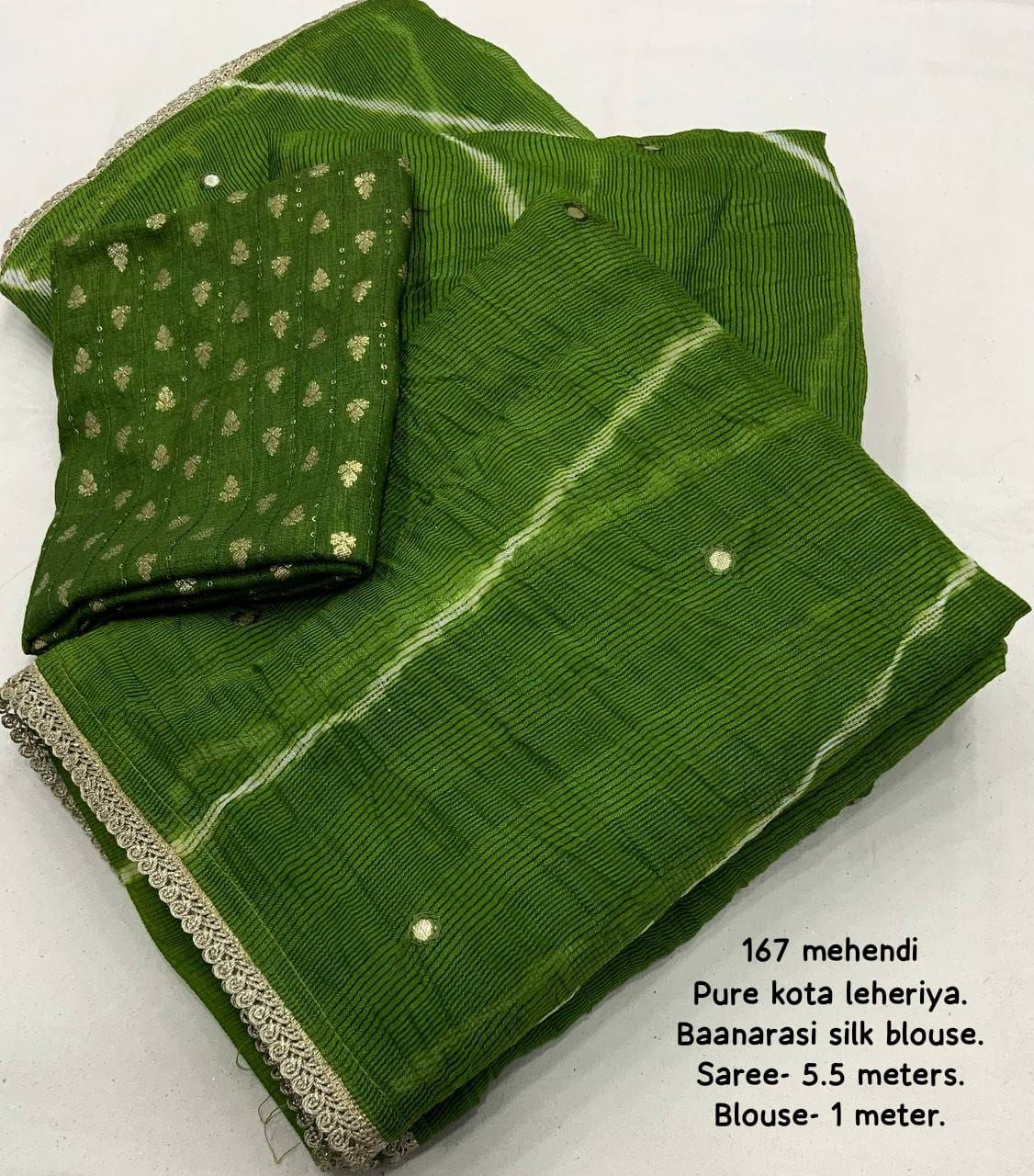 Women's Pure Kota Doria tie and dye leheriya Saree With Blouse