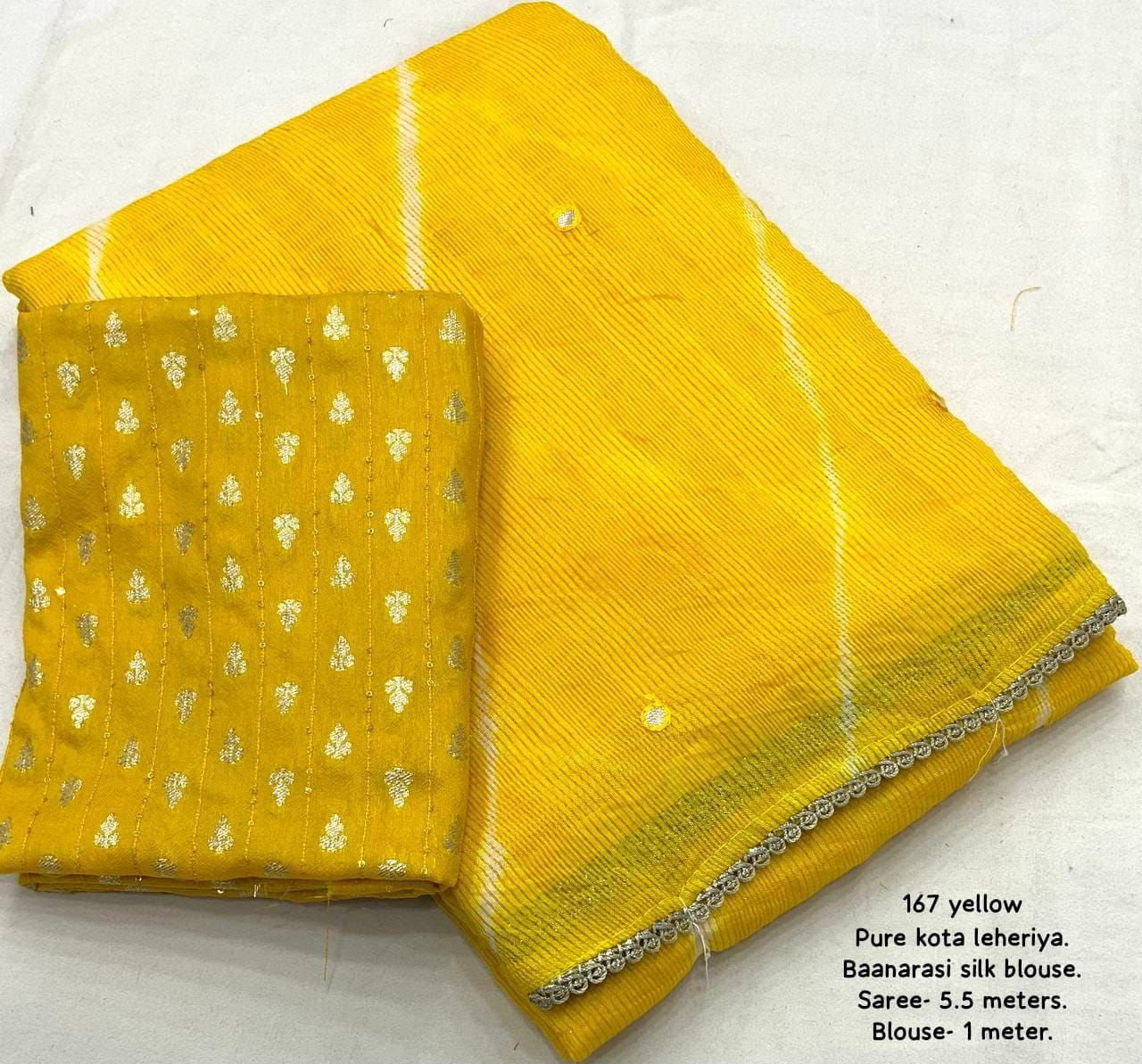 Women's Pure Kota Doria tie and dye leheriya Saree With Blouse