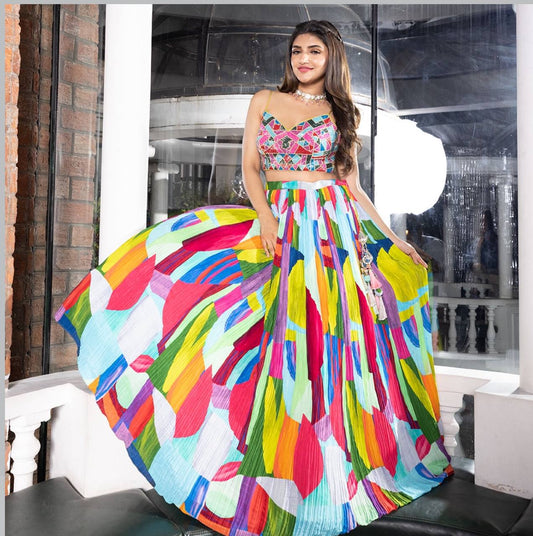 Actress Sreeleela Inspired Digital Printed Ready to Wear Lehenga Choli Set