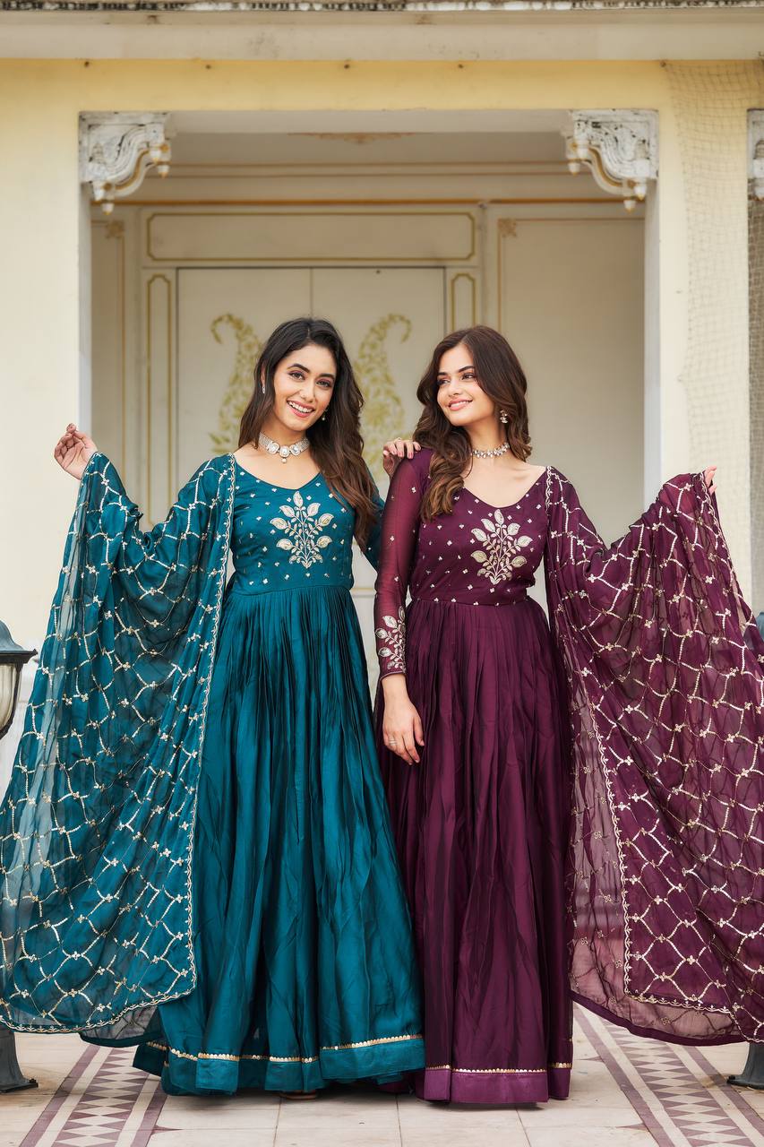 New Festival Long Gown & Dupatta