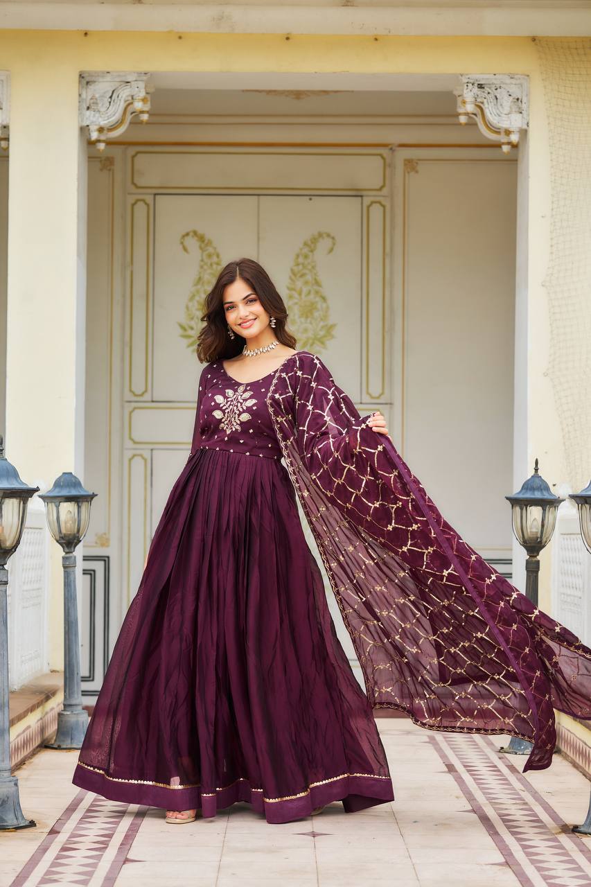 New Festival Long Gown & Dupatta