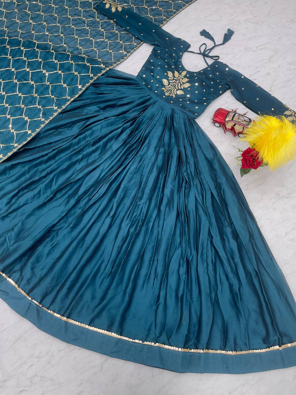 New Festival Long Gown & Dupatta