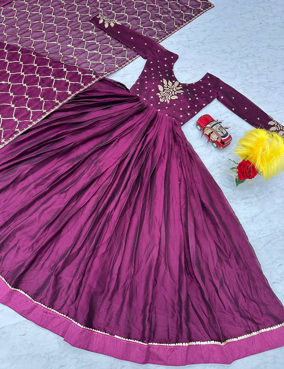 New Festival Long Gown & Dupatta