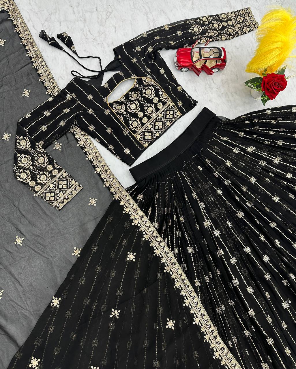 Embroidery Sequence Work Heavy Fox Georgette Ready to Wear Lehenga Choli Set