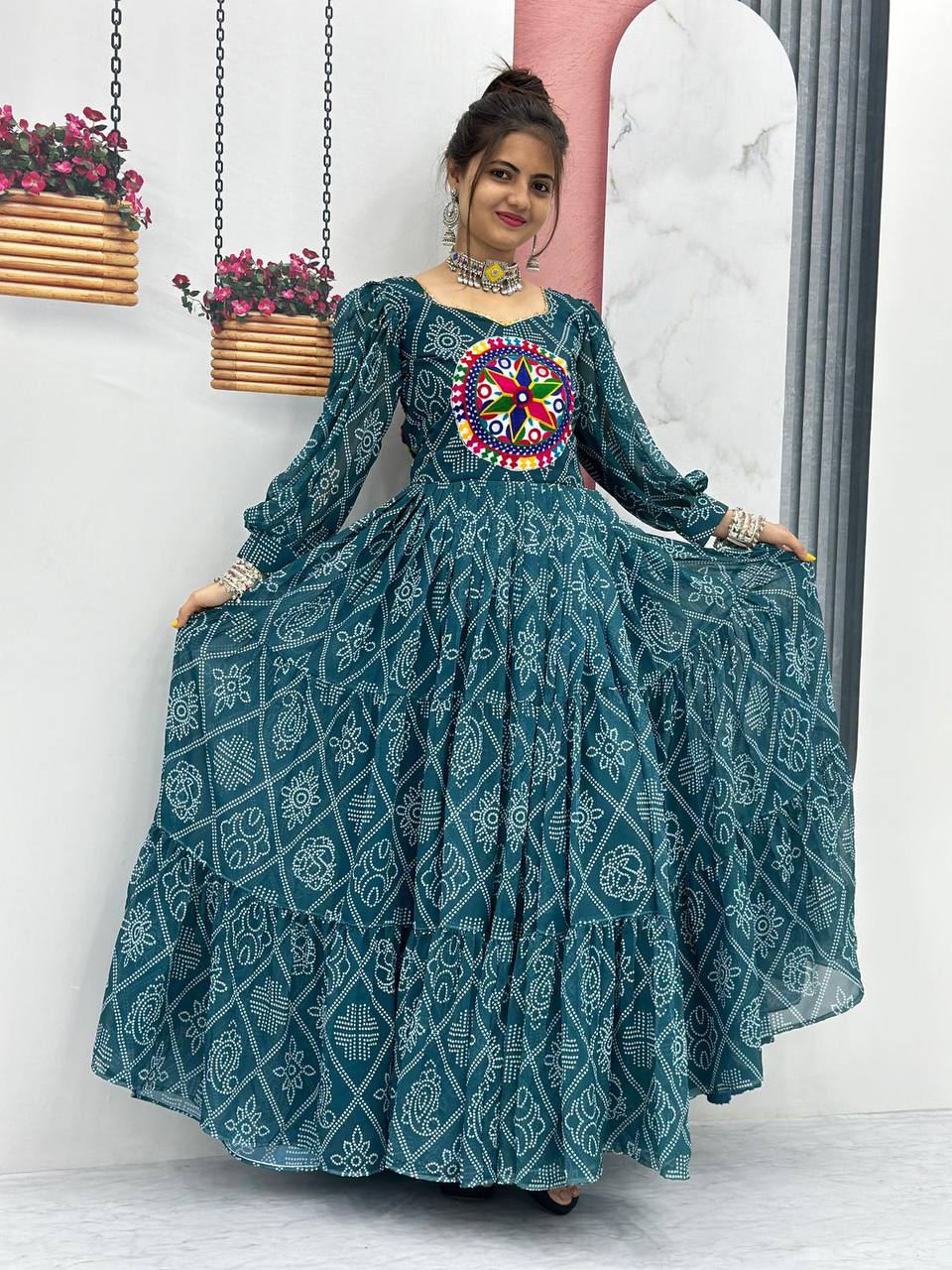 Navratri Special Gamthi Work Gown