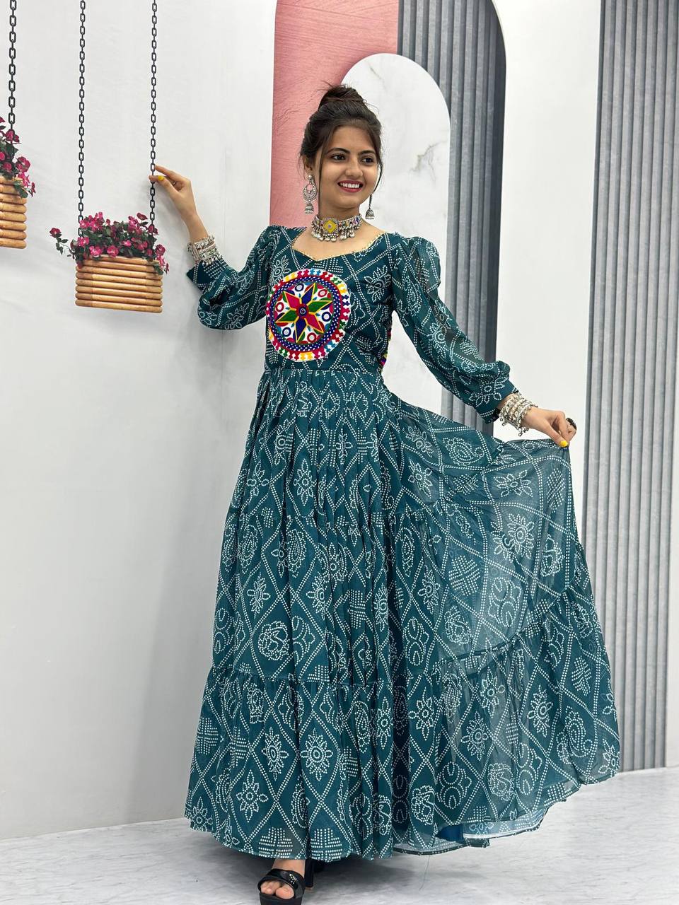 Navratri Special Gamthi Work Gown