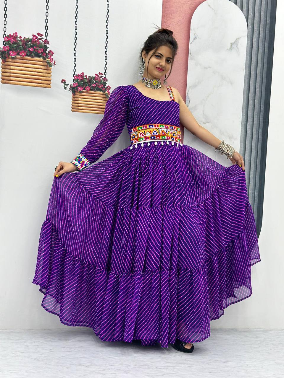 Navratri Special Gamthi Work Traditional Gown with Modern Look