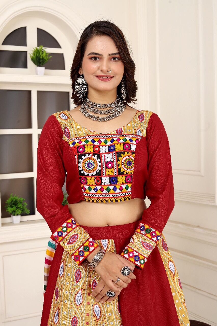 Heavy Ready-to-Wear Navratri Rayon Lehenga Choli Set