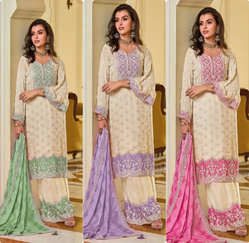 New Designer Heavy Faux Georgette Pakistani Kurta Suit Set