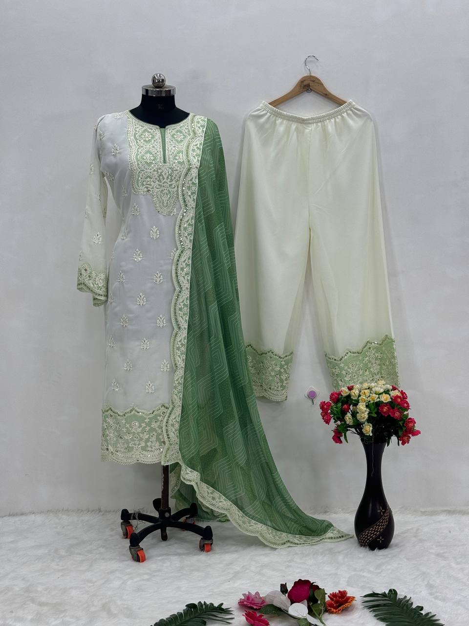 New Designer Heavy Faux Georgette Pakistani Kurta Suit Set