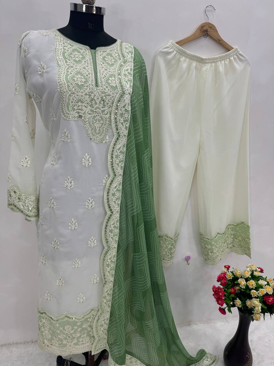 New Designer Heavy Faux Georgette Pakistani Kurta Suit Set