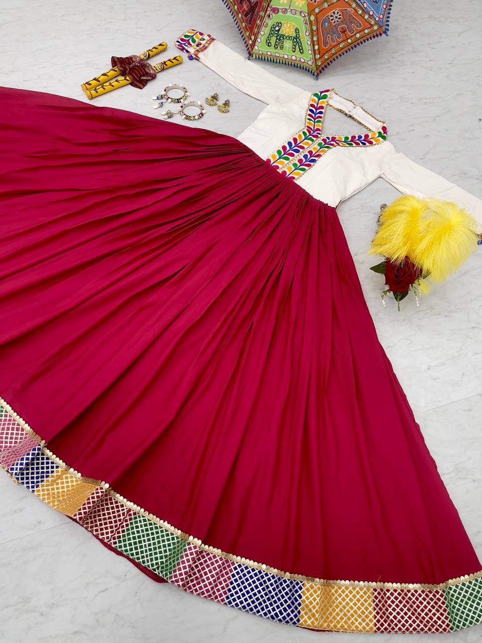 Traditional Gamthi Work Navratri Special Long Gown