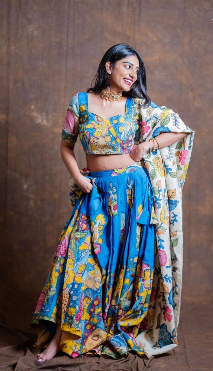 Kalamkari Print Ready-to-Wear Lehenga Choli Set