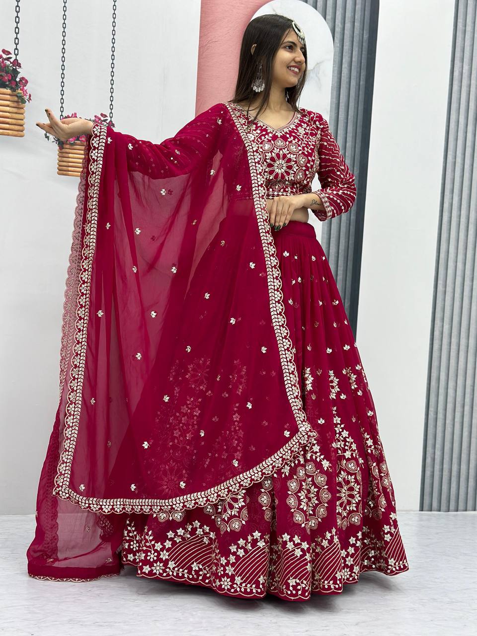 Embroidery & Sequence Work Heavy Fox Georgette Lehenga Choli Set