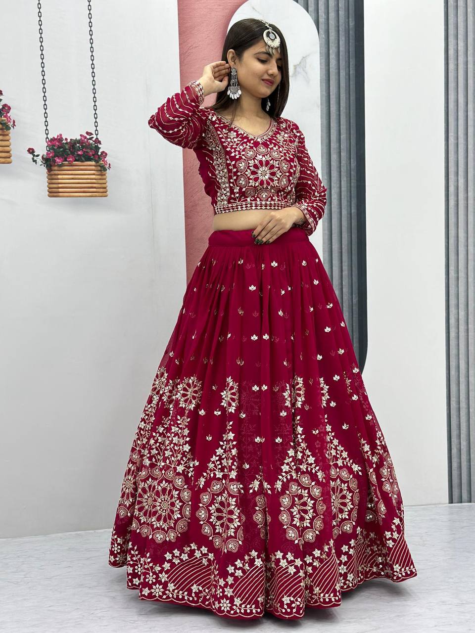 Embroidery & Sequence Work Heavy Fox Georgette Lehenga Choli Set