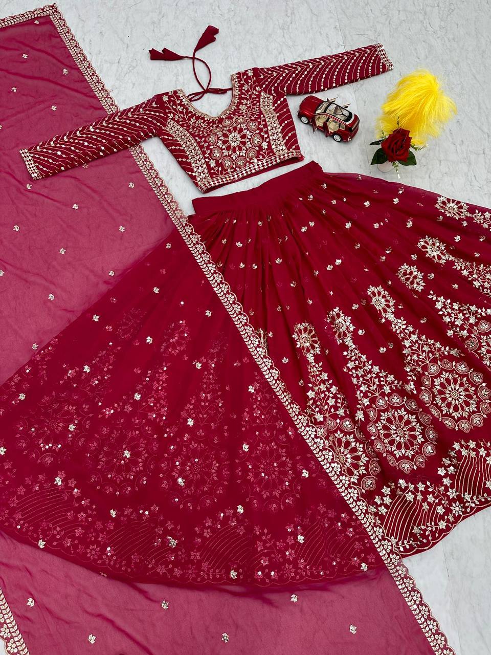 Embroidery & Sequence Work Heavy Fox Georgette Lehenga Choli Set