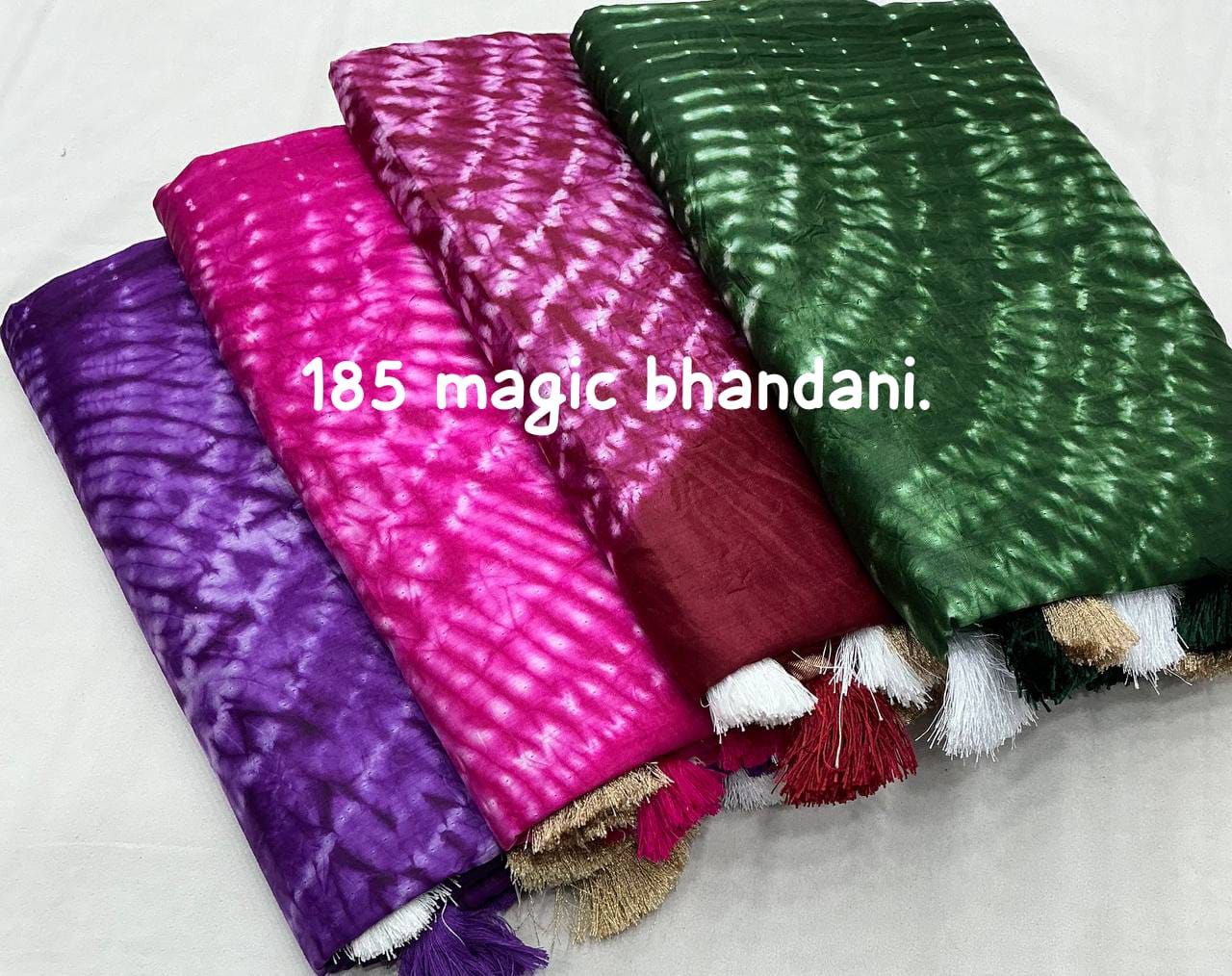 Pure Chanderi Hand Tie & Dye Zari Pattu Border Bandhani Saree with Blouse