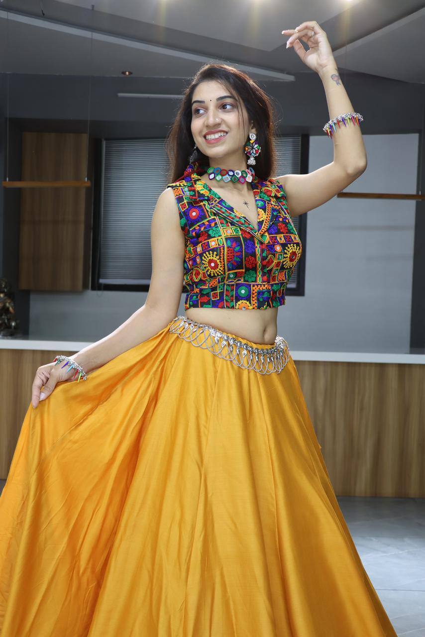 Ethnic Women Pure Rayon Cotton Navratri Wear Lehenga Choli Set