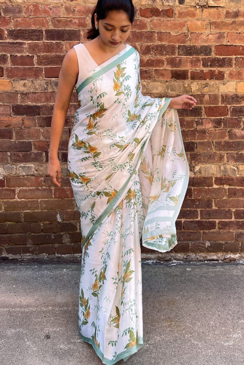 Original Japan Satin Digital Print Saree with Blouse