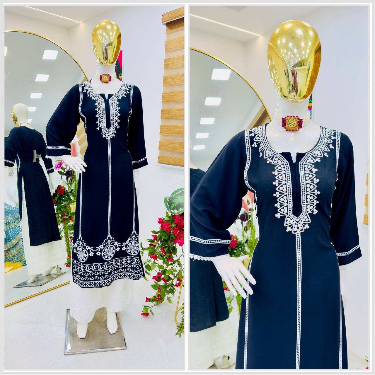 Elegant Designer Embroidered Rayon Sharara Suit Set