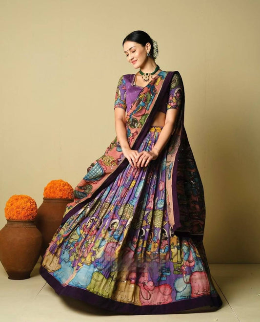 Women's beautiful Kalamkari Print Lehenga Choli Set