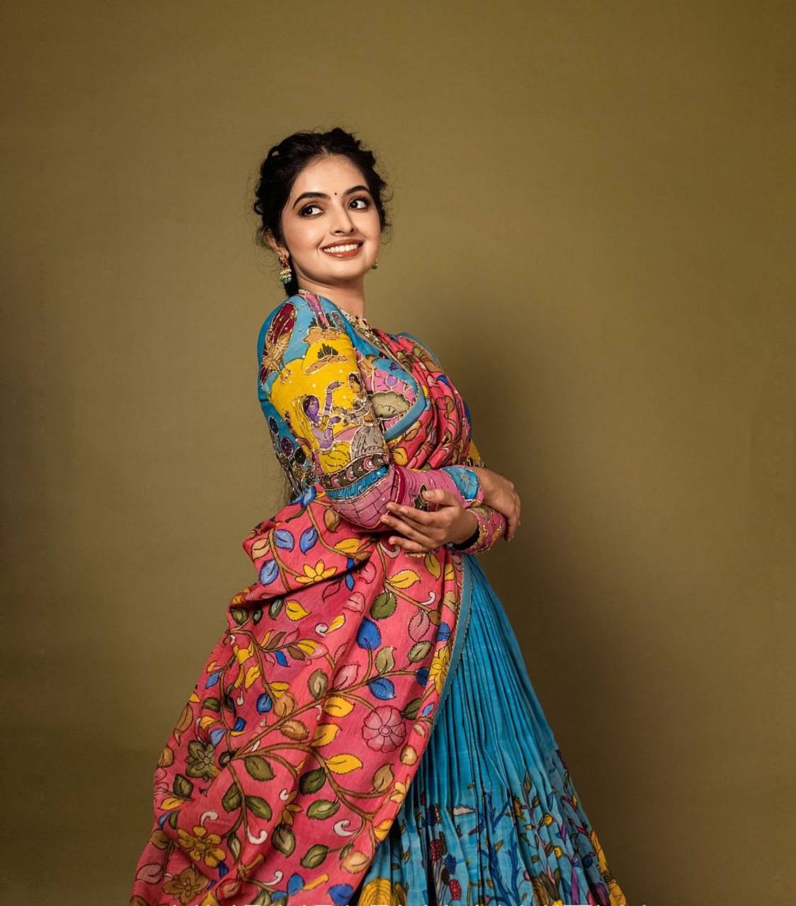 Kalamkari Cotton Lehenga Choli Set with Dupatta